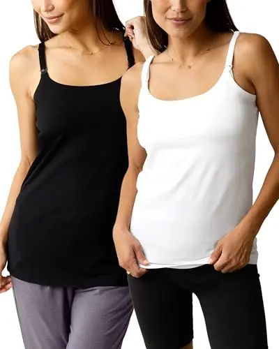 Kindred Bravely Nursing Tank Top in black and white colors
