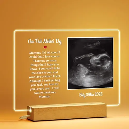 Clear acrylic LED night light plaque for displaying a custom ultrasound photo