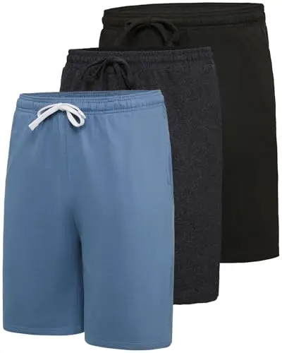 Real Essentials Men's Fleece Shorts in a 3-pack set