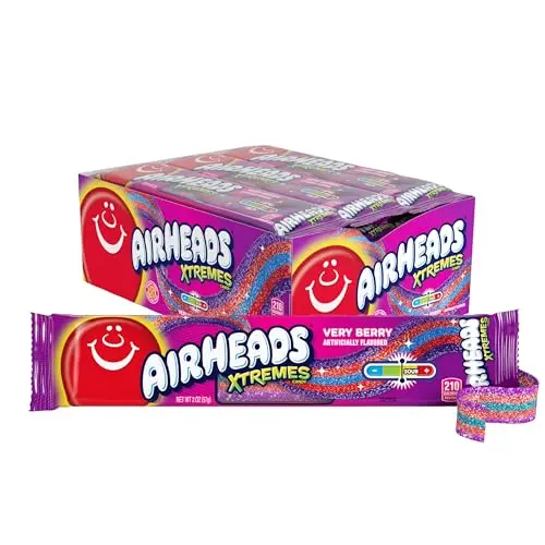 Box of Airheads Xtremes Sweetly Sour Very Berry candy belts
