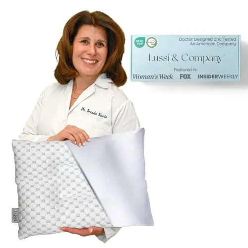 Lussi & Company silver toddler pillow with a honeycomb-patterned, dual-sided cover.