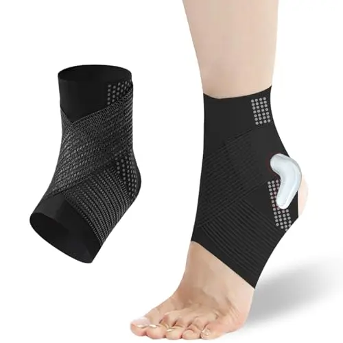 Generic black adjustable ankle support brace with stabilization straps for kids