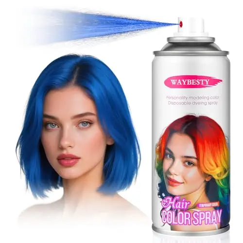 Waybesty blue temporary hair color spray can with vibrant color payoff