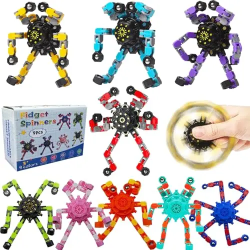 HIQCGS 9-pack of transformable chain link fidget spinners