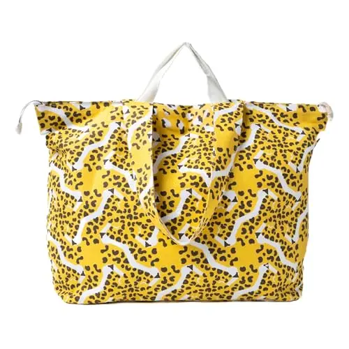 Salt Earth Large Leopard Print Canvas Weekender Tote Bag