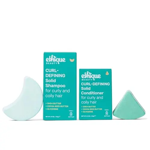 Ethique Curl-Defining Shampoo and Conditioner Bar Set for thick, curly hair