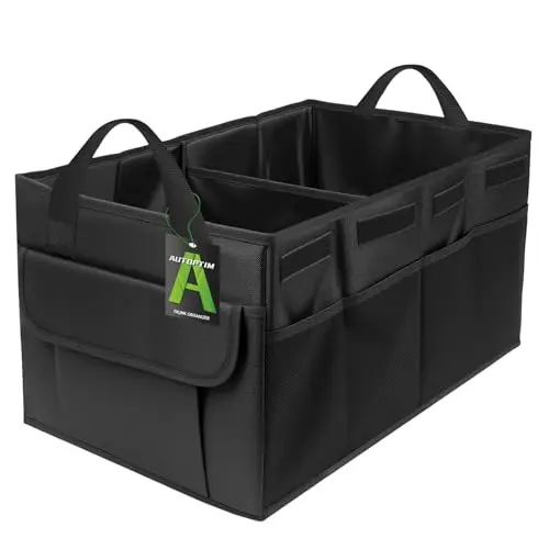 Black AUTOPTIM collapsible car organizer with sturdy base panel