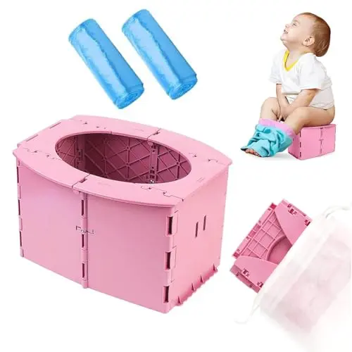 ZHZCJB foldable portable potty for toddlers, shown in a carrying case