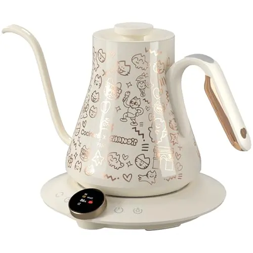 Cocinare FLOW M9 Pro Chanoir White gold-foil gooseneck kettle