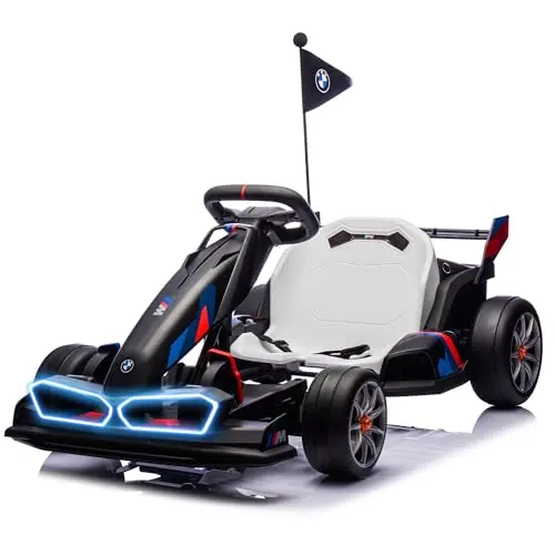 FORESEE licensed BMW kids electric go kart in black with LED lights