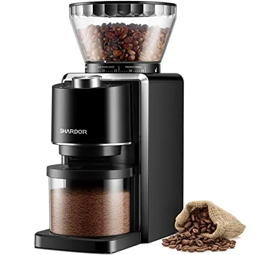 SHARDOR Conical Burr Coffee Grinder in black with basic controls