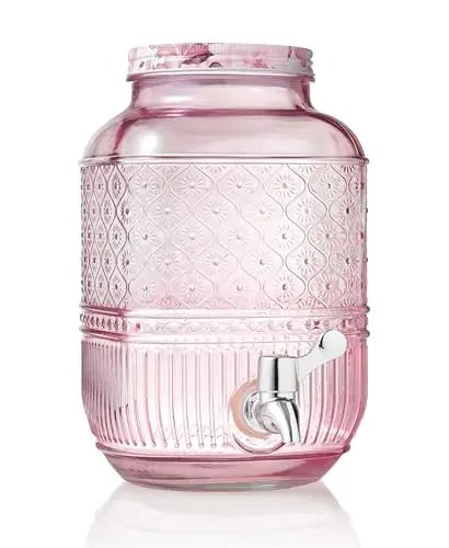 Godinger blush beverage dispenser with antique etched design
