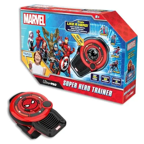 Electronic Marvel superhero trainer device with hero tokens and a map