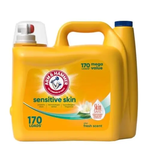 Large 170 fl oz bottle of ARM & HAMMER Sensitive Skin Plus Fresh Scent laundry detergent