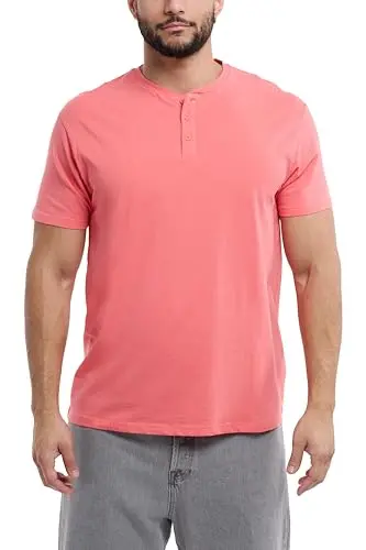 X RAY men's henley shirt in coral
