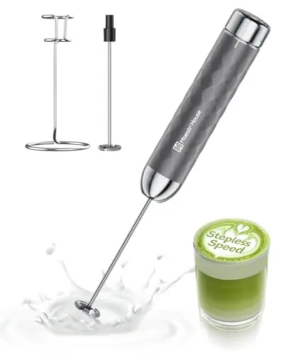 Maestri House LunaFro 2.0 handheld milk frother with adjustable speed control in gray