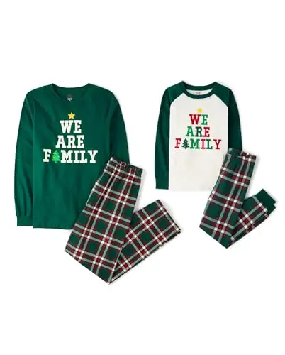 The Children's Place red and green plaid family matching Christmas pajama set