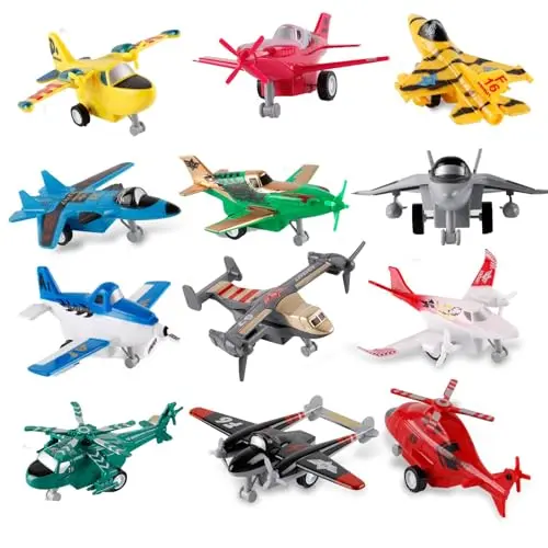 UXRPTU variety pack of 12 small pull-back diecast airplane toys