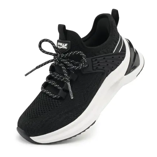 Stelle Girls Boys Sneakers in black, lightweight with slip-on back