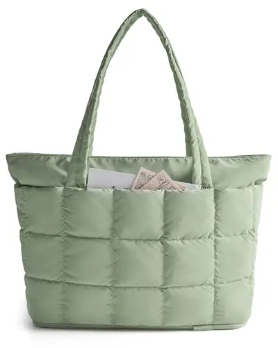 BAGSMART Expandable Tote Bag in green, showing expanded and collapsed states with compartments