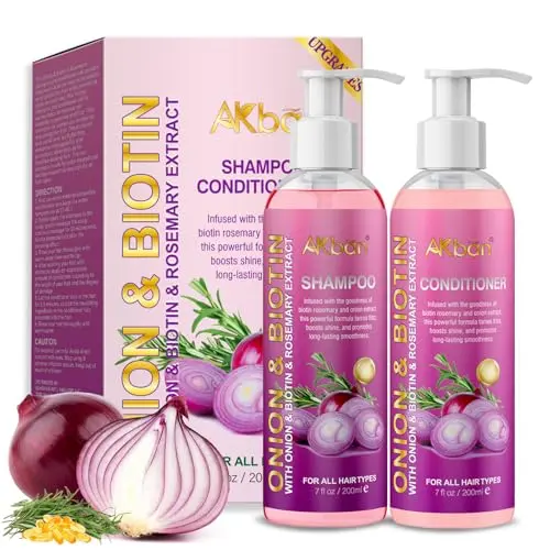AKBAN Onion Rosemary and Biotin Shampoo and Conditioner Set