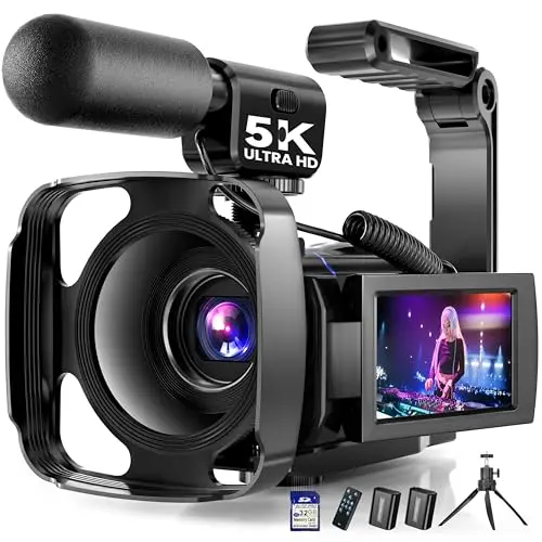 BREGOO 5K metal-hinge camcorder with flip screen