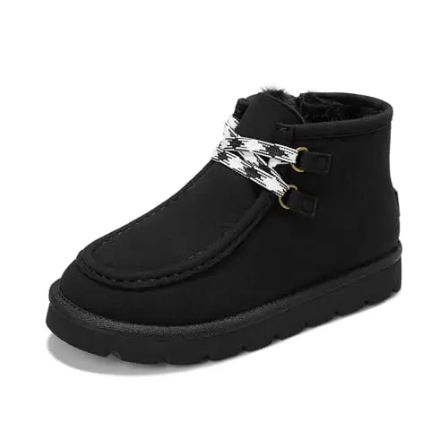PatPat ankle snow boots for girls and boys with faux fur lining and reflective heel
