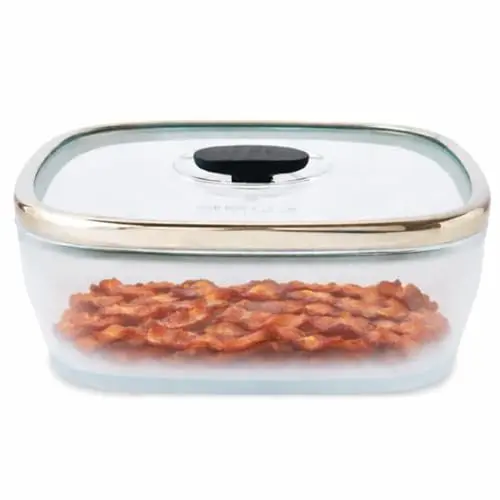 Anyday 10-Cup Square Glass Food Storage Dish with Glass Lid in Black