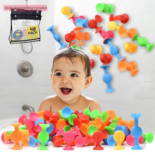 Gift Boutique 48 pack of colorful suction cup spinner bath toys