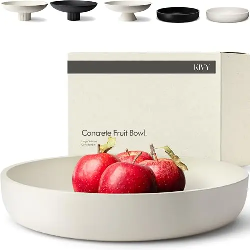 KIVY Concrete Fruit Bowl in cream color on a kitchen counter