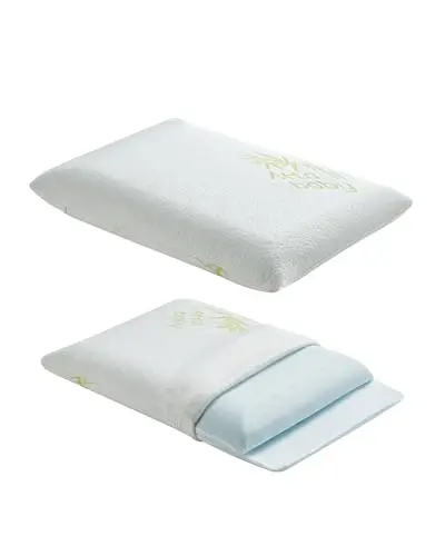 ATTABABY green toddler pillow with a letter-print cover, showing its adjustable inserts.
