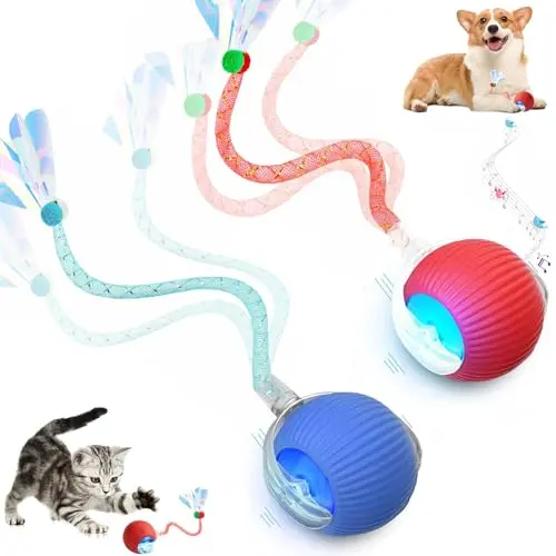 Tchernt Motion-Activated Rolling Cat Ball Toy with Chirping Tail