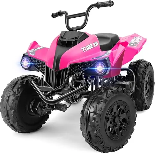 ELEMARA 24V kids ATV with sturdy iron frame and two seats in pink