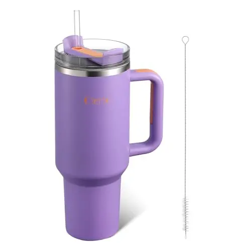 Cierto 40 oz Tumbler in purple with handle and straw