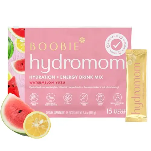 Boobie Hydromom Watermelon Yuzu electrolyte drink mix packets