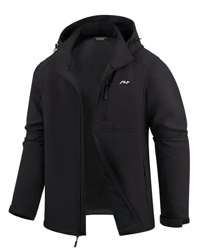 WULFUL Men's Softshell Jacket with fleece lining and detachable hood