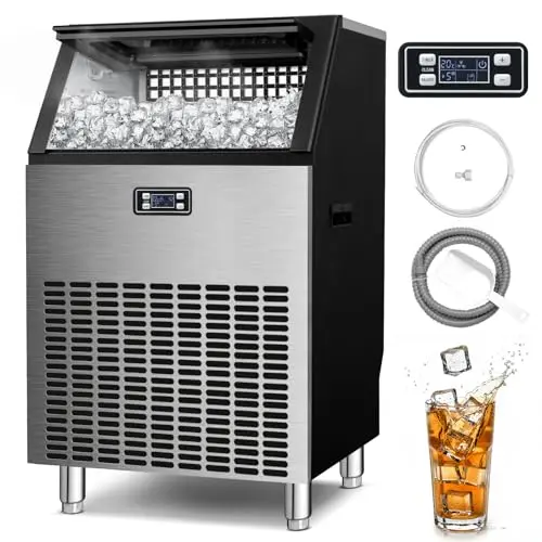 Kismile freestanding commercial nugget ice maker in stainless steel