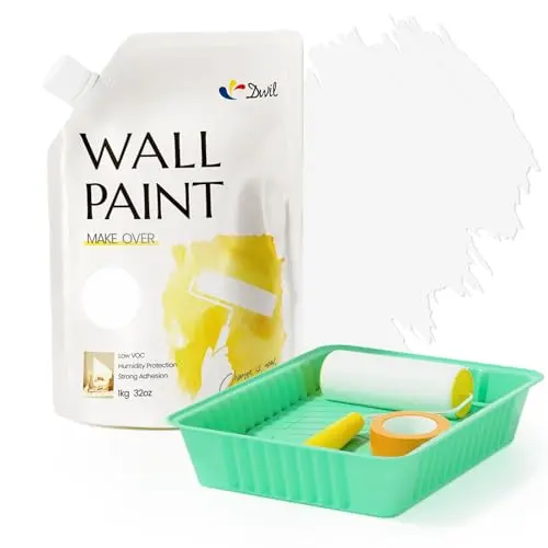 DWIL white wall paint 32oz container with included roller kit