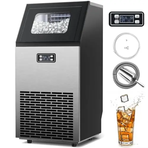 Kismile freestanding commercial ice machine in stainless steel