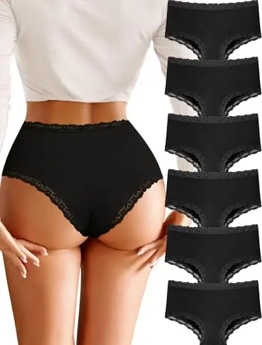 Finetoo cheeky boy shorts with lace trim underwear for women