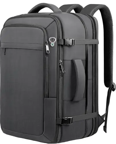 Sirmaeed 50L expandable black carry-on travel backpack