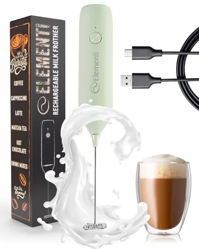 Elementi Rechargeable Milk Frother Wand in mint green