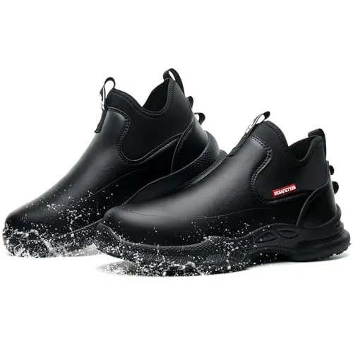 ORISTACO black leather chef and nursing clogs