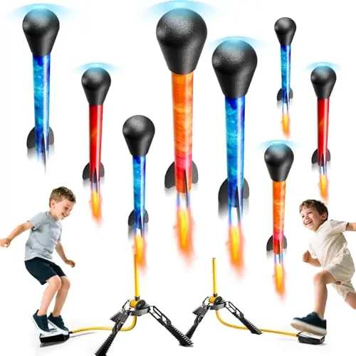 JUKUDAHU LED rocket launcher set with light-up rockets for kids
