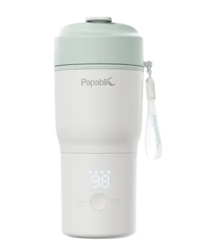 Papablic Portable Bottle Warmer in Seasalt Blue, showing compact design and wide mouth