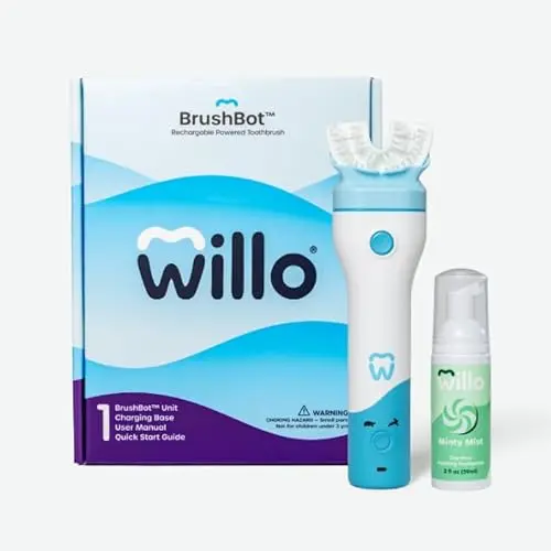Willo BrushBot Kids U-shaped electric toothbrush starter kit in mint