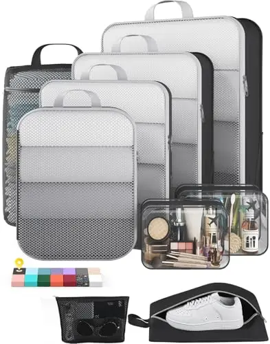 Veken compression packing cubes set in black