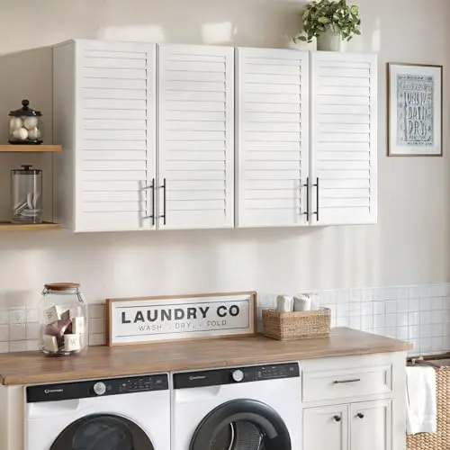 FIMELLO white wall cabinets with stylish shutter-style doors