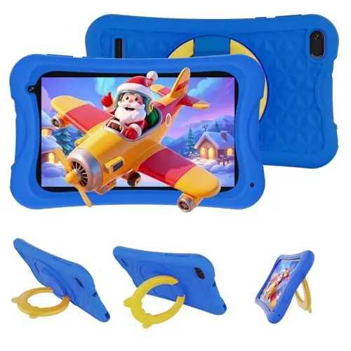 DigiLand 7-inch kids tablet in blue with protective case