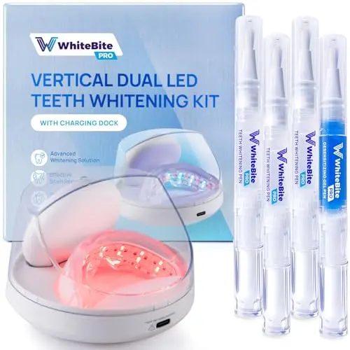 Whitebite Pro Vertical Dual LED Teeth Whitening Kit with charging dock